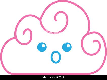 line kawaii cute surprised cloud weather Stock Vector Image & Art - Alamy