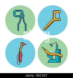 Odontology icons set Stock Vector