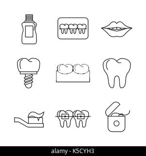 Odontology icons set Stock Vector