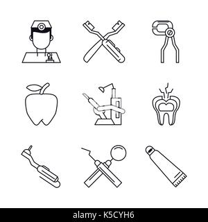 Odontology icons set Stock Vector