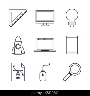 Creative process icons set Stock Vector