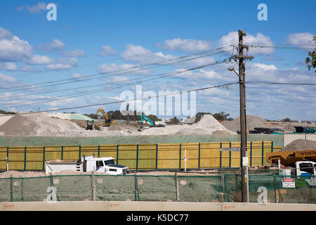 Construction of the St Peters motorway road interchange as part of the new M5 westconnex motorway project in Sydney,Australia Stock Photo