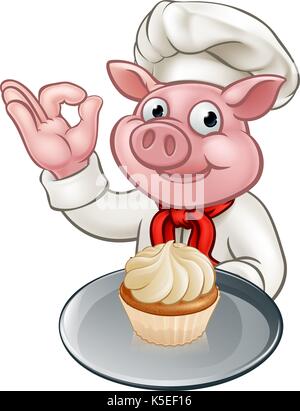 Pig Baker Chef Cartoon Character Mascot Stock Vector