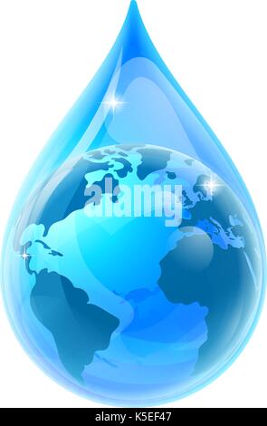 World Earth Globe Water Drop Droplet Stock Vector