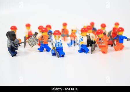 labour worker lego Stock Photo
