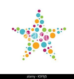 colorful circles and within a star illustration, symbol design, icon design, isolated on white background. Stock Vector
