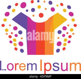 colorful shirt with small circles, colorful t-shirt logo, symbol design, icon design, isolated on white background. Stock Vector