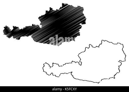 Austrian map vector illustration, scribble sketch  France map Stock Vector