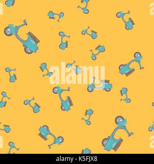 Retro motor scooter seamless pattern background Stock Vector