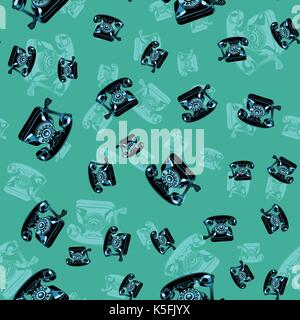 Retro phone seamless pattern background Stock Vector