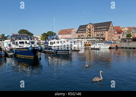 harbour, Waren, Mecklenburg Lakes, Mecklenburg-West Pomerania, Germany Stock Photo
