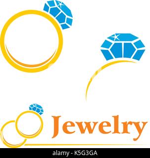 Rings with diamond Stock Vector