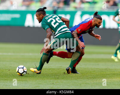 BUDAPEST, HUNGARY - FEBRUARY 15: (r-l) Kenneth Otigba of