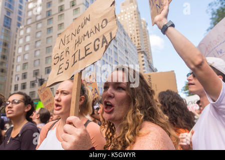 New York, NY 9 September 2017 - Several thousand 'Dreamers, ' the children of undocumented immigrants, and immigration activists gathered outside Trump Hotel and Towers on Columbus Circle, to speak out against an end to DACA (Deferred Action for Childhood Arrivals) after trump's attempts to dismantleit. CREDIT: ©Stacy Walsh Rosenstock/Alamy Stock Photo