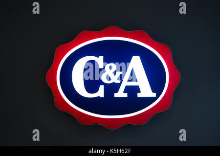 Graz, Austria - September 8th 2017: C&A logo above the store entrance at Seiersberg Shopping Center Stock Photo