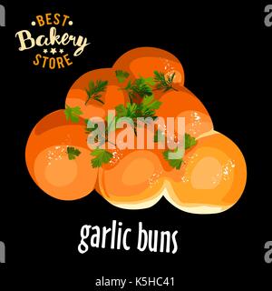 Bakery shop vector garlic buns Stock Vector