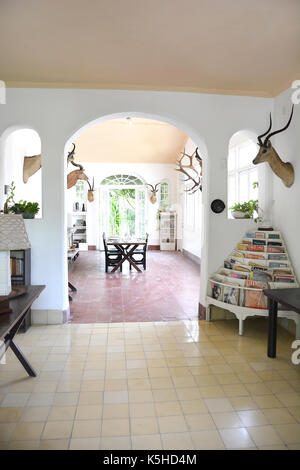 SAN FRANCISCO DE PAULA, CUBA - JULY 23, 2016: Ernest Hemingway's Finca Vigia interior. Hemingway lived in the house from mid 1939 to 1960. Stock Photo