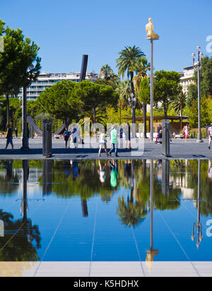 Le Miroir d'Eau, Promenade du Paillon, Nice, France Stock Photo