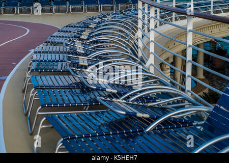 sun loungers on a cruise ship Stock Photo