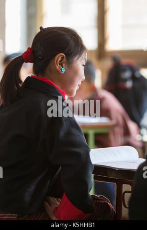 Students in math class in at Gangrithang Primary School, Jakar, Central Bhutan Stock Photo