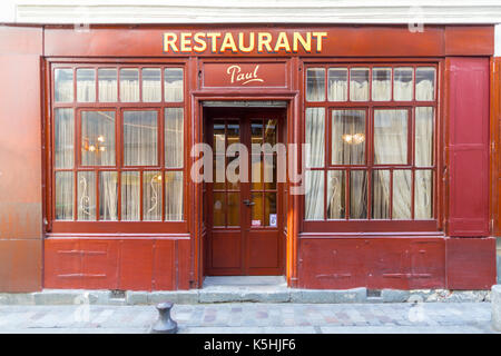 Facade of Chez Paul restaurant on rue de Lappe off rue de Charonne near the Bastille in Paris. Stock Photo