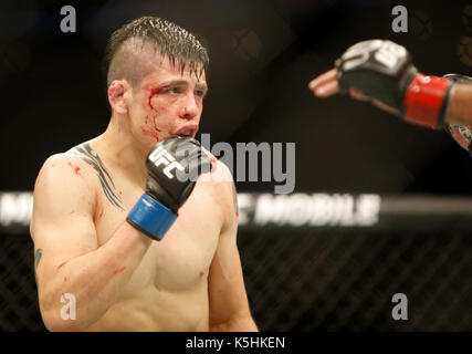 Brandon Moreno takes on Sergio Pettis during the UFC Fight Night 114 at Arena Ciudad de Mexico in Mexico City.  Featuring: Brandon Moreno Where: Mexico City, Mexico When: 06 Aug 2017 Credit: WENN.com Stock Photo