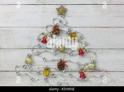 Above view of decorations and ornaments Happy New Year background concept.mix variety object of sign Christmas trees festival.Essential accessory on m Stock Photo