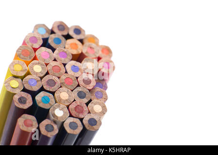 Group of color pencils isolated on white background, Colored pencils can be used as background and add text or word, Wooden colored pencils and free s Stock Photo