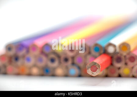 Group of color pencils isolated on white background, Colored pencils can be used as background and add text or word, Wooden colored pencils and free s Stock Photo