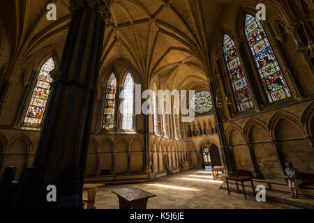 Interior of the Chapter House room in Lincoln cathedral, Lincoln city, Lincolnshire, England, UK Stock Photo