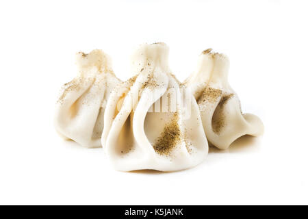 Khinkali, a georgian dumpling, on a white background Stock Photo