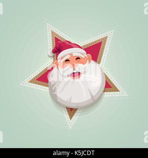 Happy Santa Claus portrait. Facial expression. Vector illustration. Stock Vector