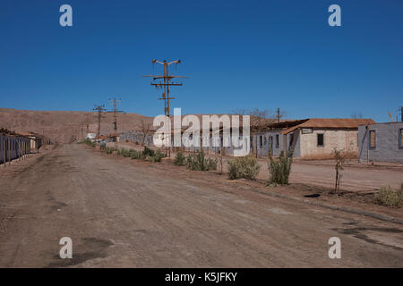 Derelict nitrate mining town of Pedro de Valdivia in the Atacama Desert ...