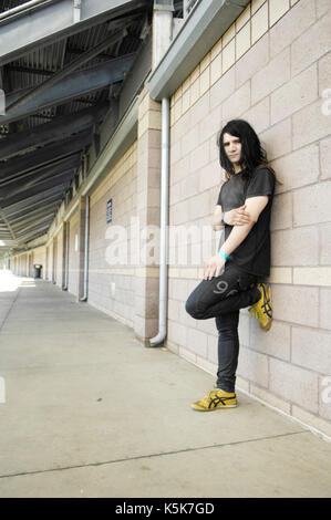 Sonny Moore aka Skrillex backstage portrait 2009 Vans Warped Tour final tour day Home Depot Center Carson. Stock Photo