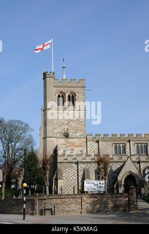 All Saints Church, Houghton Regis, Bedfordshire, is a medieval church. There has been a church on this site since Saxon times Stock Photo