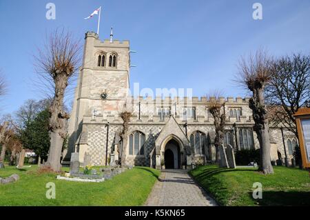 All Saints Church, Houghton Regis, Bedfordshire, is a medieval church. There has been a church on this site since Saxon times Stock Photo