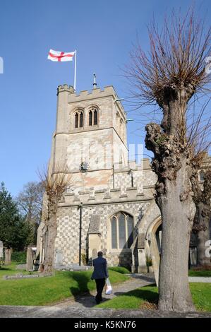 All Saints Church, Houghton Regis, Bedfordshire, is a medieval church. There has been a church on this site since Saxon times Stock Photo