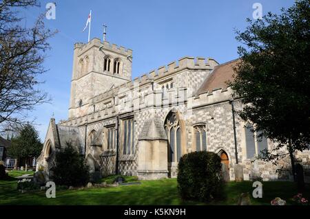 All Saints Church, Houghton Regis, Bedfordshire, is a medieval church. There has been a church on this site since Saxon times Stock Photo