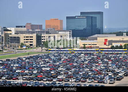 SEP 1, 2017 - Minneapolis, MN: View of parking lots around the Mall of America in Minneapolis, MN Stock Photo