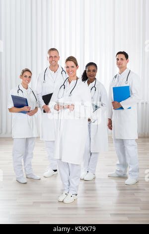 Group Of Happy Doctors And Nurses With Stethoscope Stock Photo