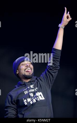 Bestival Music Festival at Lulworth Estate, Dorset, UK. Danny Brown performs, Credit: Finnbarr Webster/Alamy Live News Stock Photo