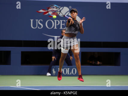 US Open Tennis: New York, 9 September, 2017 -  Madison Keys of the United States returns a forehand to fellow American Sloan Stephens during the US Open women's singles final in Flushing Meadows, New York.  Stephens won the match in straight sets to capture her firt US Open title. Credit: Adam Stoltman/Alamy Live News Stock Photo