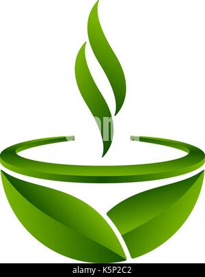 Green tea symbol on white background. Green tea cup design. Vector illustration. Stock Vector