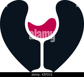 Wine glass and heart design. Concept design on white background. Vector illustration. Stock Vector