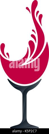 Wine glass and splashing symbol design. Concept design on white background. Vector illustration. Stock Vector