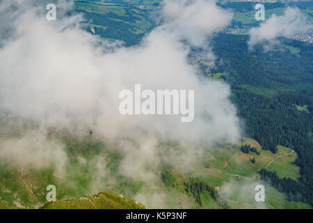 The new and beautiful aerial cable car - Dragon Ride at Mount Pilatus, Lucerne, Switzerland Stock Photo