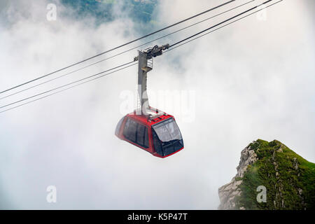 The new and beautiful aerial cable car - Dragon Ride at Mount Pilatus, Lucerne, Switzerland Stock Photo