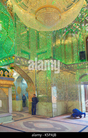Fars Province, Shiraz, Iran - 18 april, 2017:  Muslims pray inside Mosque of Sayyed Alaeddin Hossein. Stock Photo