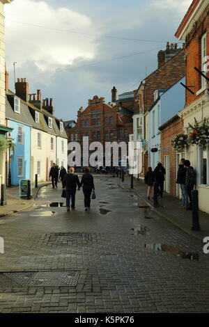 Street leading to Brewers Quay,Weymouth,Dorset,UK Stock Photo