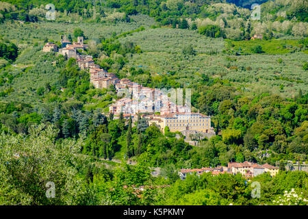 Villa Garzoni is located above Garzoni Garden, a beautiful baroque park in town Stock Photo